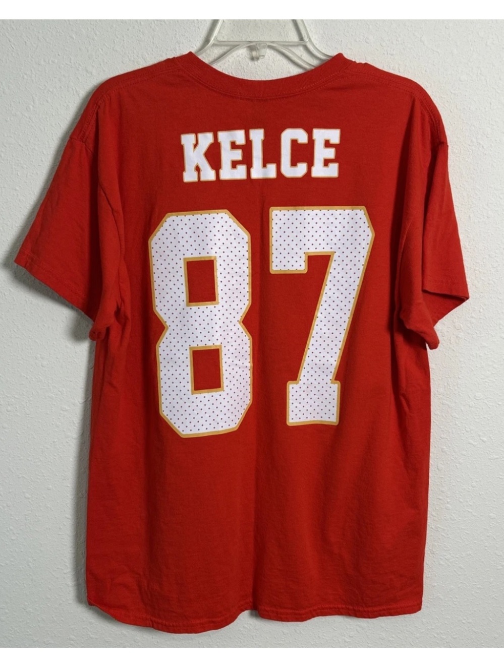 Travis Kelce Kansas City Chiefs #87 Jersey T-Shirt Red NFL Men’s Large Cotton